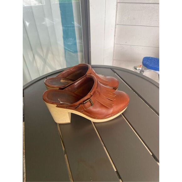 Madewell Kitlie Fringe Wood Heel Clogs Wedge Brown Size 10 - Picture 14 of 14